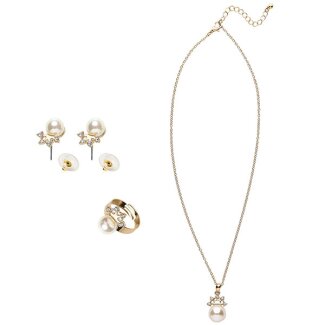 Schmuckset gold mit Perle 3-teilig