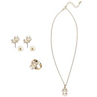 Schmuckset gold mit Perle 3-teilig