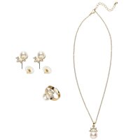 Schmuckset gold mit Perle 3-teilig
